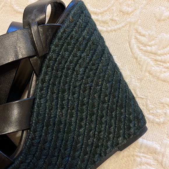 Vera Wang Lavender Black Leather Wedge Sandal - Picture 7 of 8